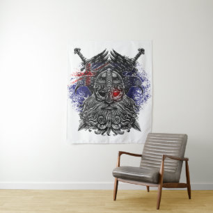Odin ravens swords Viking Mythology Australia flag Tapestry
