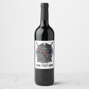 Odin ravens swords Viking Mythology Australia flag Wine Label