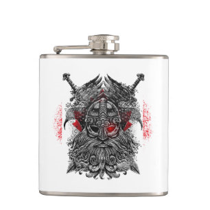 Odin ravens swords Viking Mythology Canada flag Hip Flask