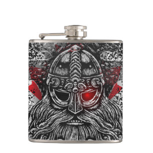 Odin ravens swords Viking Mythology Canada flag Hip Flask