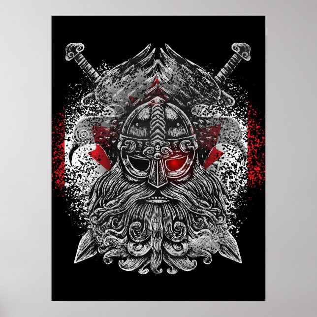 Odin ravens swords Viking Mythology Canada flag Poster (Front)