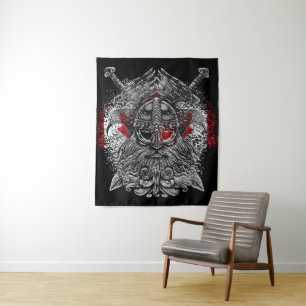 Odin ravens swords Viking Mythology Canada flag Tapestry