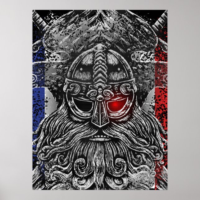 Odin ravens swords Viking Mythology France flag Poster (Front)
