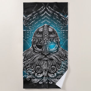 Odin ravens Viking Mythology Valhalla awaits Beach Towel