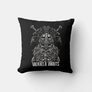 Odin ravens Viking Mythology Valhalla awaits Cushion