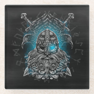 Odin ravens Viking Mythology Valhalla awaits Glass Coaster