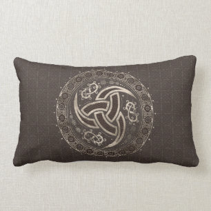 Odin’s Horn - Brown Leather and gold Lumbar Cushion