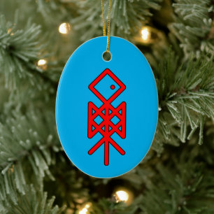 Odin Viking Bindrune Yule Ceramic Ornament