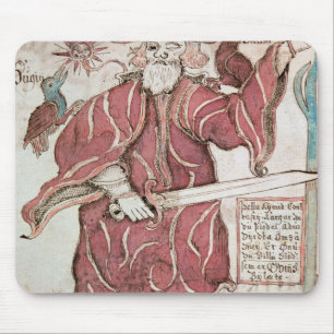 Odin, with his two crows, Hugin  and Munin Mouse Pad