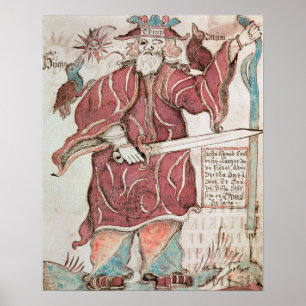 Odin, with his two crows, Hugin and Munin Poster