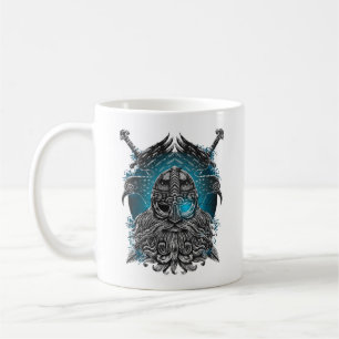Odin with ravens and swords Viking Mythology blue Coffee Mug