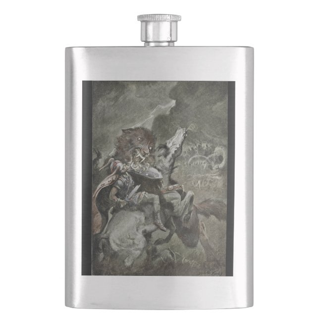 Oding Battles Fenrir Hip Flask (Front)