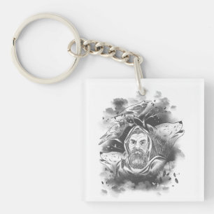 Odin's wolves hand drawn key ring