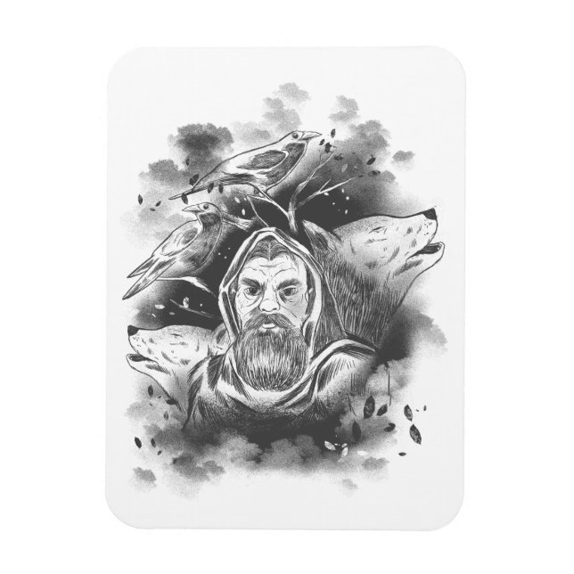 Odin's wolves hand drawn     magnet (Vertical)