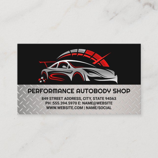Odometer | Street Racing Car | Auto Logo Business Card (Front)