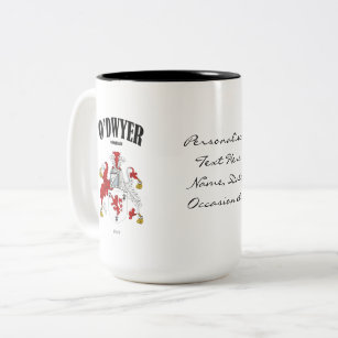 O'Dwyer Family Crest, Translation & Meaning Two-Tone Coffee Mug