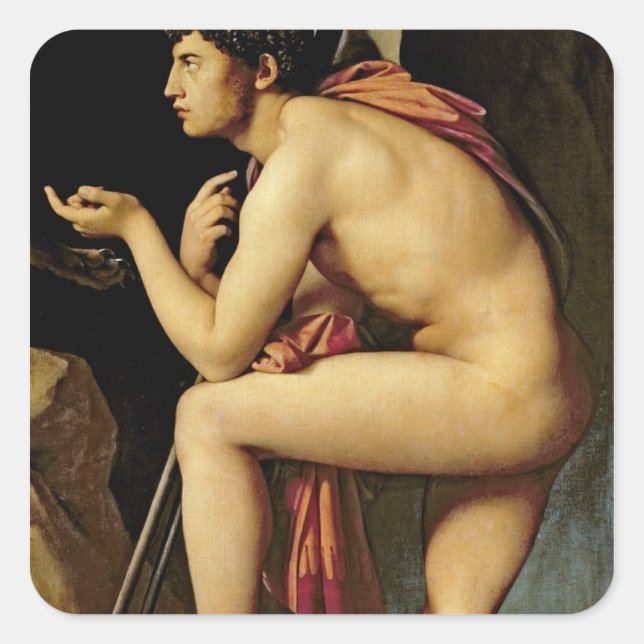 Oedipus and the Sphinx, 1808 Square Sticker (Front)