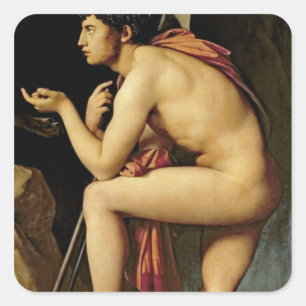 Oedipus and the Sphinx, 1808 Square Sticker