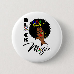 Oes Black Sistar Magic Order The Eastern Star Moth 6 Cm Round Badge