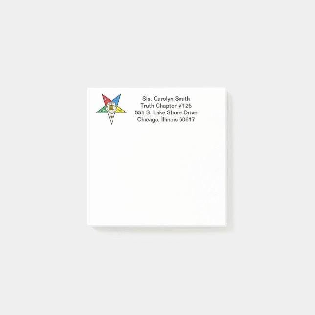 OES Order of the Eastern Star Custom Post it Notes (Front)