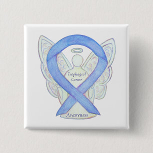 Oesophageal Cancer Angel Awareness Ribbon Art Pin
