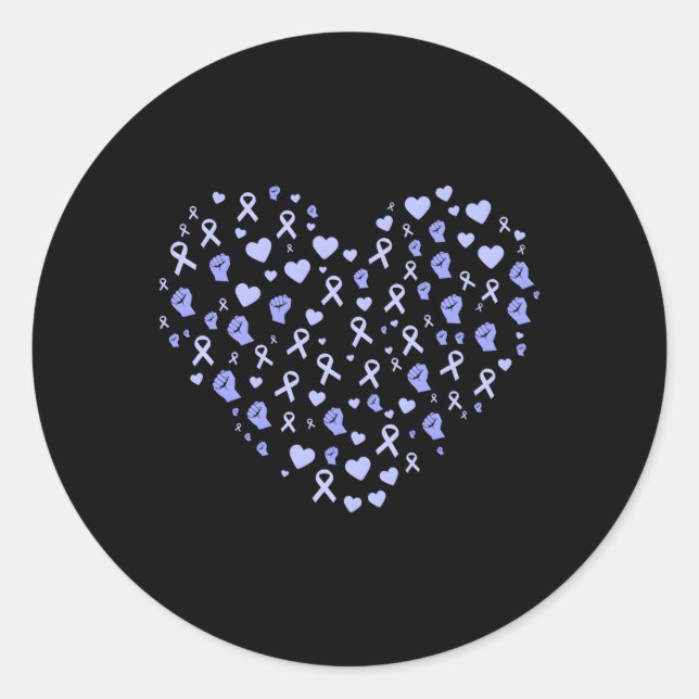 Oesophageal Cancer Awareness He Periwinkle Ribbon Classic Round Sticker (Front)