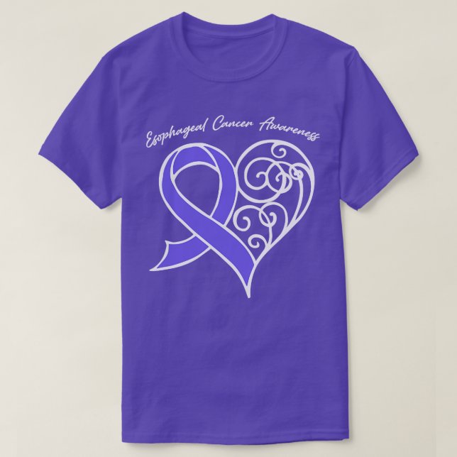 Oesophageal Cancer Awareness Heart Ribbon Gift Val T-Shirt (Design Front)