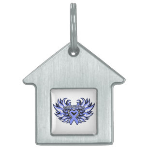Oesophageal Cancer Awareness Heart Wings Pet Tag