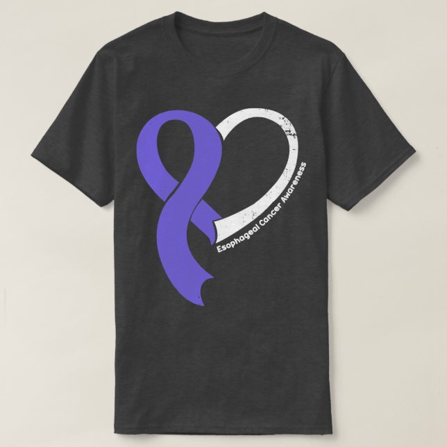 Oesophageal Cancer Awareness Hople Love Heart Ribb T-Shirt (Design Front)