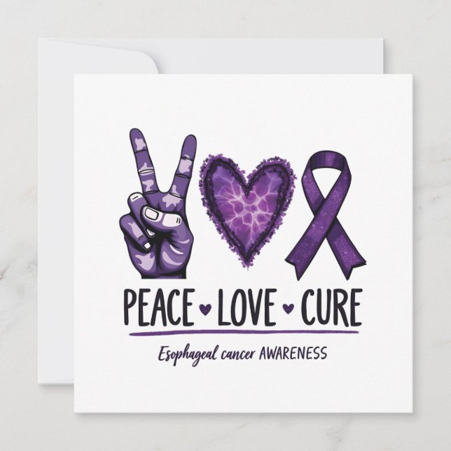 Oesophageal cancer awareness Piece Purple Ribbon Announcement (Front)