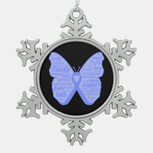 Oesophageal Cancer Butterfly Words of Hope Snowflake Pewter Christmas Ornament