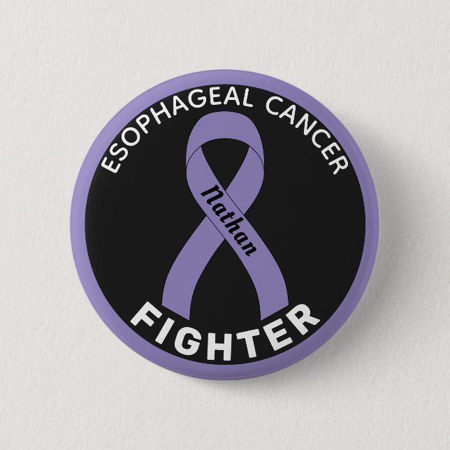 Oesophageal Cancer Fighter Ribbon Black Button (Front)