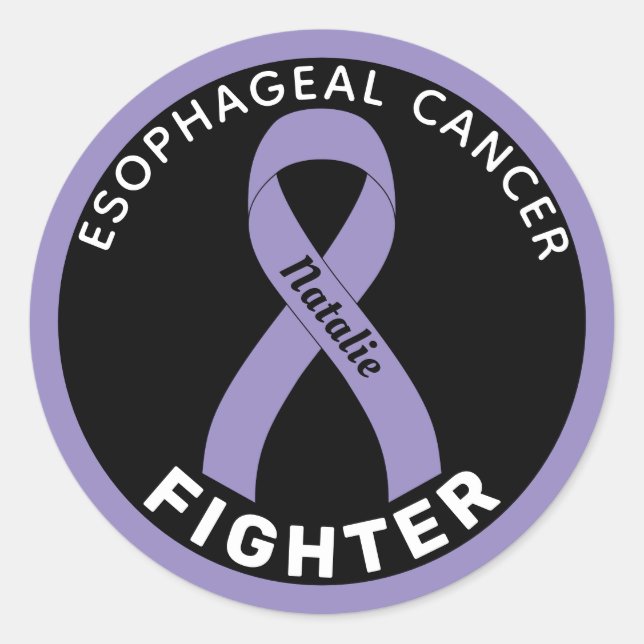 Oesophageal Cancer Fighter Ribbon Black Classic Round Sticker (Front)