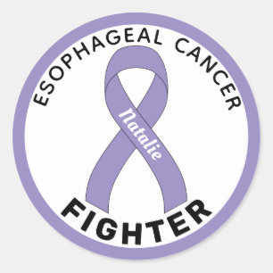 Oesophageal Cancer Fighter Ribbon White Classic Round Sticker