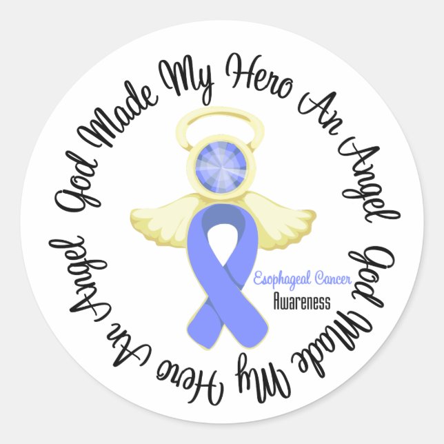 Oesophageal Cancer God Made My Hero An Angel Classic Round Sticker (Front)