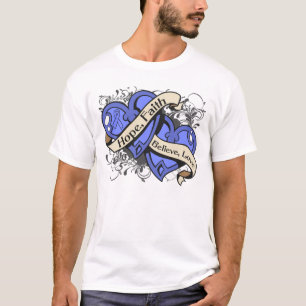 Oesophageal Cancer Hope Faith Dual Hearts T-Shirt