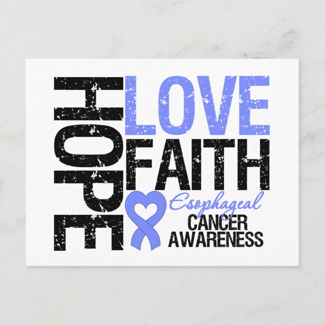 Oesophageal Cancer Hope Love Faith Postcard (Front)