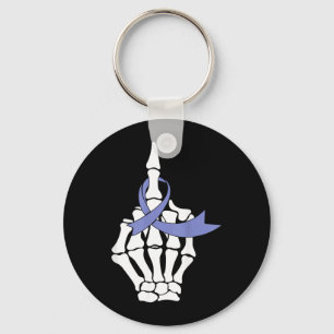 Oesophageal Cancer Middle Finger Periwinkle Ribbon Key Ring