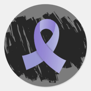 Oesophageal Cancer Periwinkle Ribbon With Scribble Classic Round Sticker