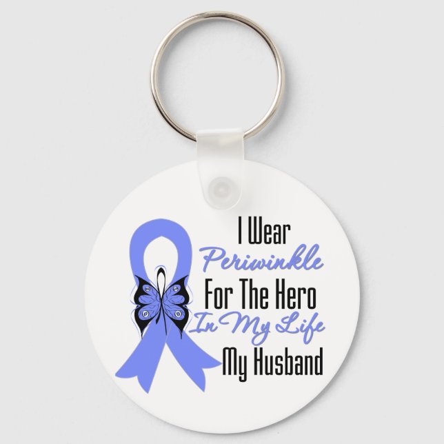 Oesophageal Cancer Ribbon Hero My Husband Key Ring (Front)