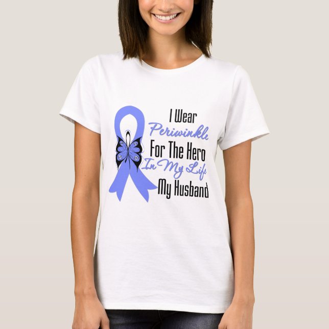 Oesophageal Cancer Ribbon Hero My Husband T-Shirt (Front)