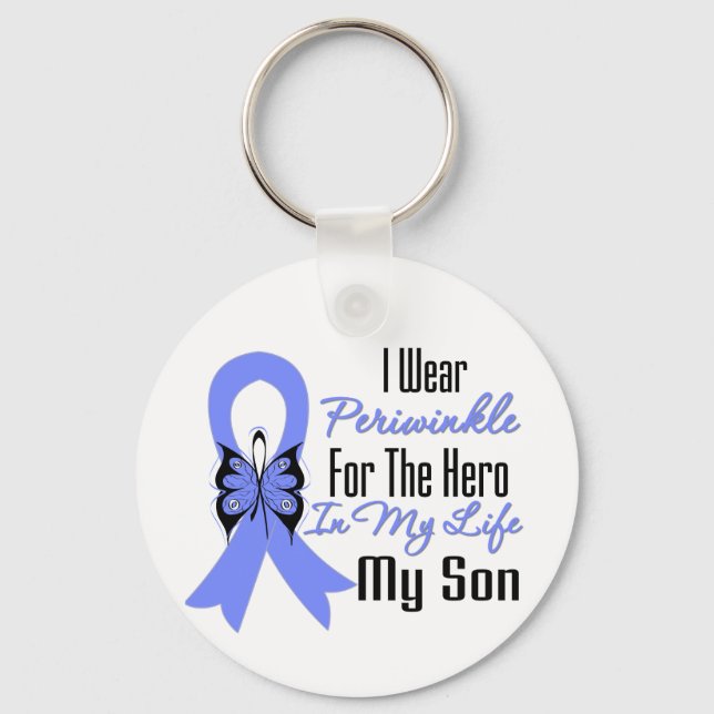 Oesophageal Cancer Ribbon Hero My Son Key Ring (Front)