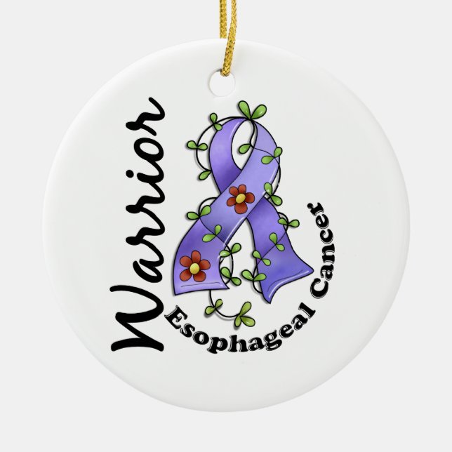 Oesophageal Cancer Warrior 15 Ceramic Tree Decoration (Front)
