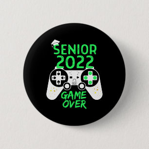Of 2022 Senior Video Game Over School Gamer Green 6 Cm Round Badge