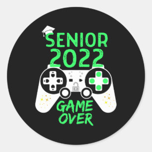 Of 2022 Senior Video Game Over School Gamer Green  Classic Round Sticker