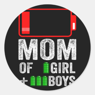 Of 3 Boy 1 Girl Gift From Kid Mothers Day Birthday Classic Round Sticker