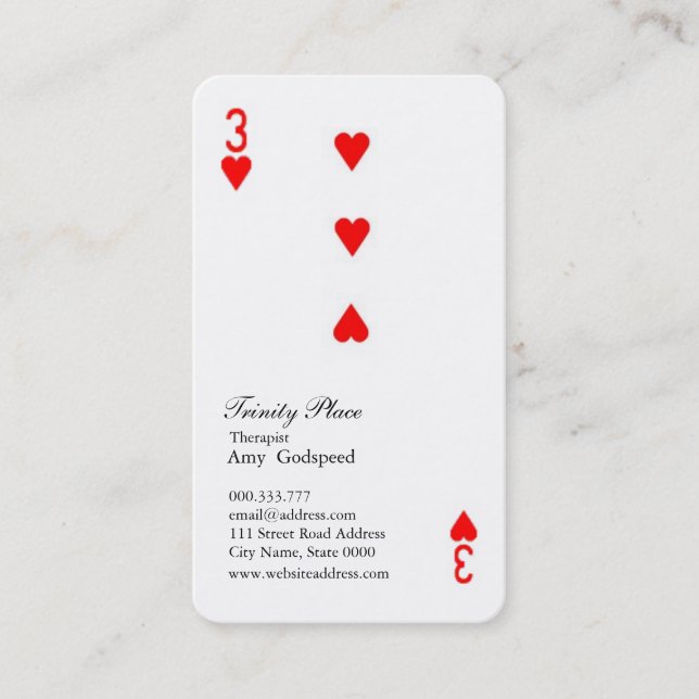 of a handsome woman with a unique heart playing ca business card (Front)