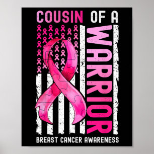 Of A Warrior Breast Cancer Usa Flag Awareness Pink Poster