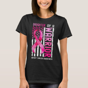 Of A Warrior Breast Cancer Usa Flag Awareness Pink T-Shirt