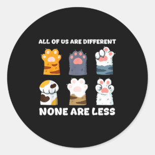 Of are different cute cat paws autism awareness classic round sticker